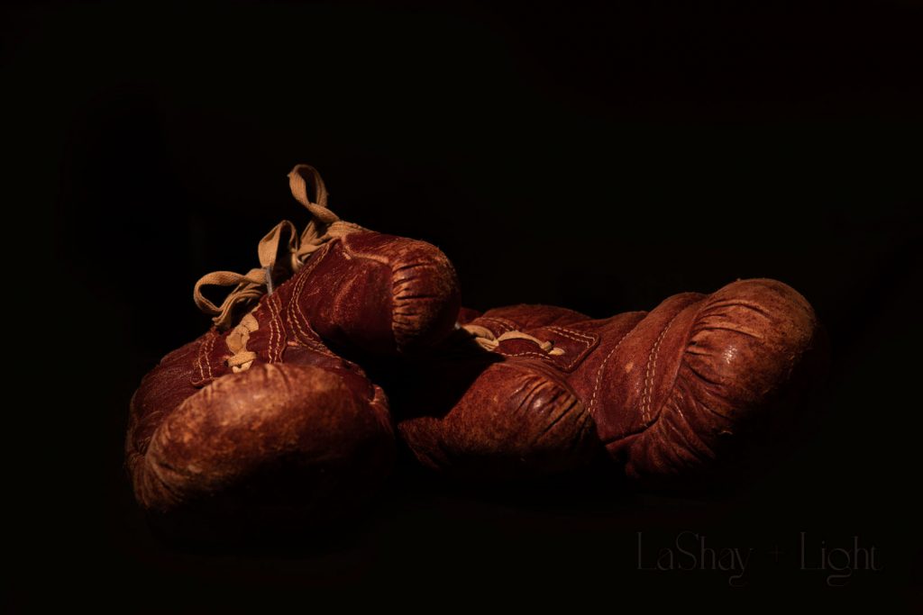 Boxing Gloves in a DIY Black Background