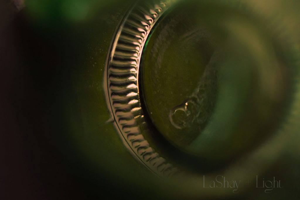 Close up of a green glass spray bottle -ordinary spot extraordinary shot