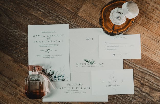 Idaho wedding photographer flat lay wedding invitations