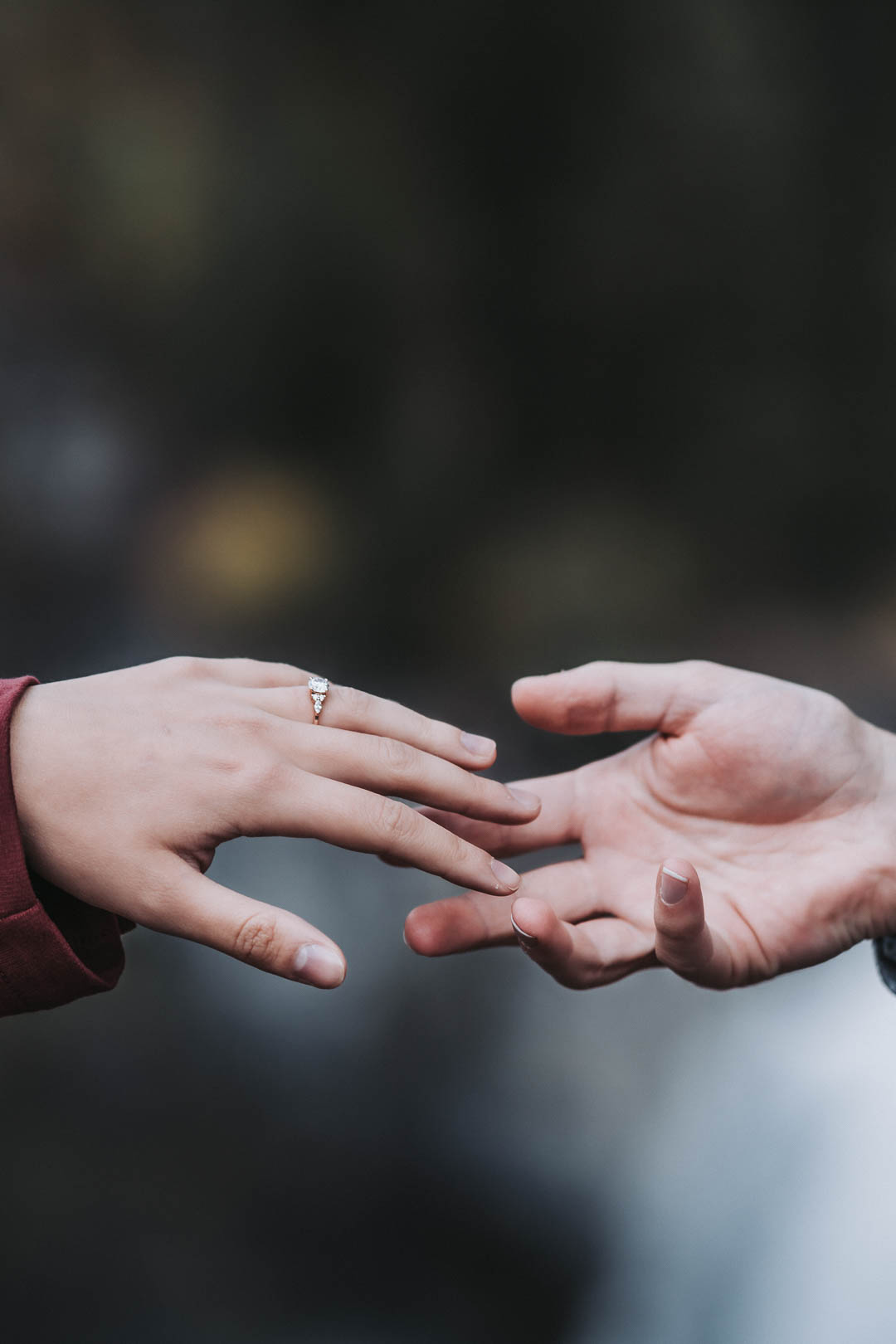 Southeast Idaho Wedding Photographer engaged couple reaching out