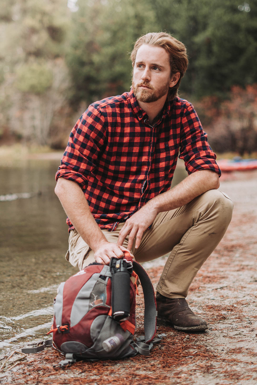 groom hiking to elopement in national park