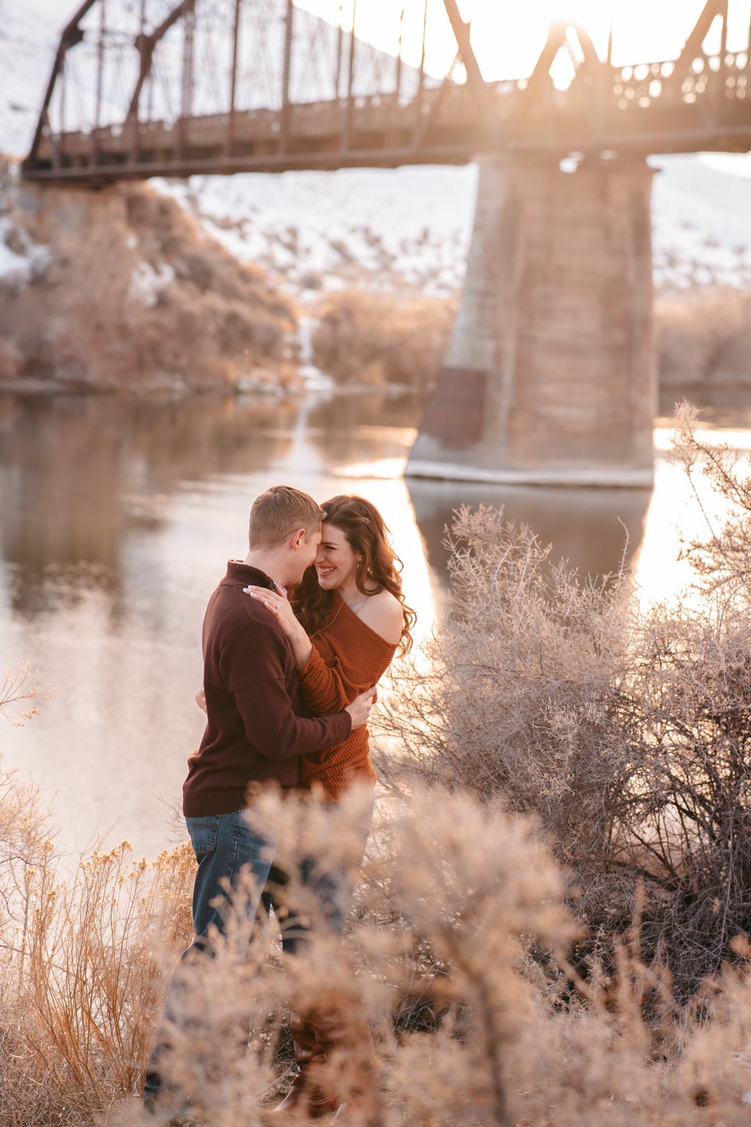 candid engagement photoshoot guffey butte bridge idaho