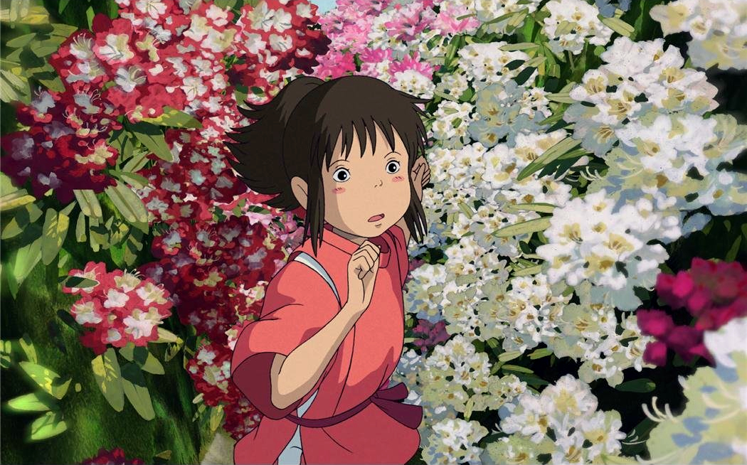 The iconic scene in Spirited Away where Chihiro is running through tall flowers