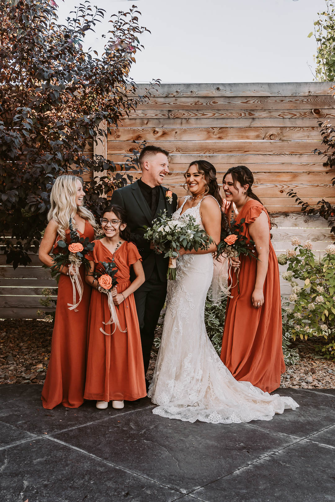 Fall wedding group photo