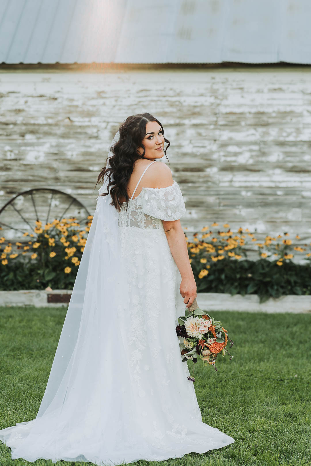 Bride at the Idaho Falls wedding venue barn on 1st