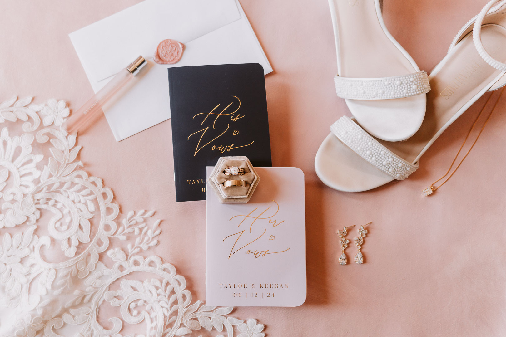 February weddings pink flat lay wedding photographer