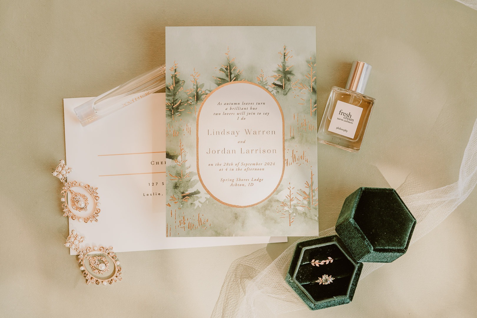 flat lay warm jackson hole wedding photographer